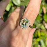 Green Tourmaline Halo Ring