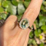 Green Tourmaline Halo Ring