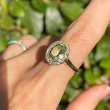 Green Tourmaline Halo Ring