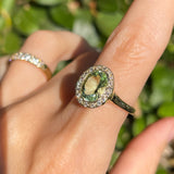 Green Tourmaline Halo Ring