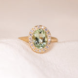 Green Tourmaline Halo Ring