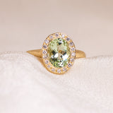 Green Tourmaline Halo Ring