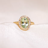 Green Tourmaline Halo Ring