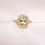 Green Tourmaline Halo Ring