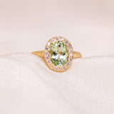 Green Tourmaline Halo Ring
