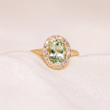 Green Tourmaline Halo Ring