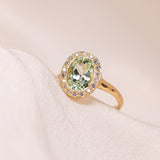 Green Tourmaline Halo Ring