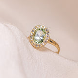 Green Tourmaline Halo Ring