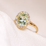 Green Tourmaline Halo Ring