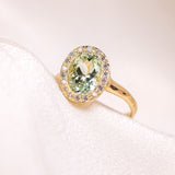Green Tourmaline Halo Ring