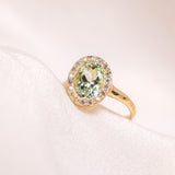 Green Tourmaline Halo Ring