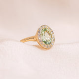 Green Tourmaline Halo Ring
