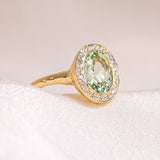 Green Tourmaline Halo Ring