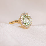 Green Tourmaline Halo Ring