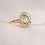 Green Tourmaline Halo Ring