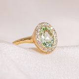 Green Tourmaline Halo Ring