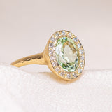 Green Tourmaline Halo Ring