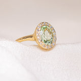 Green Tourmaline Halo Ring