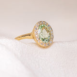 Green Tourmaline Halo Ring