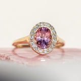 Pink Tourmaline Halo Ring