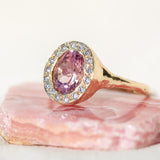 Pink Tourmaline Halo Ring