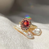 Heirloom Garnet Halo Ring