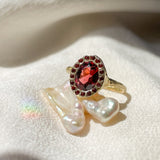 Heirloom Garnet Halo Ring