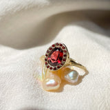 Heirloom Garnet Halo Ring