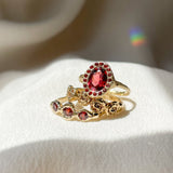 Heirloom Garnet Halo Ring