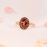 Heirloom Garnet Halo Ring
