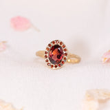 Heirloom Garnet Halo Ring