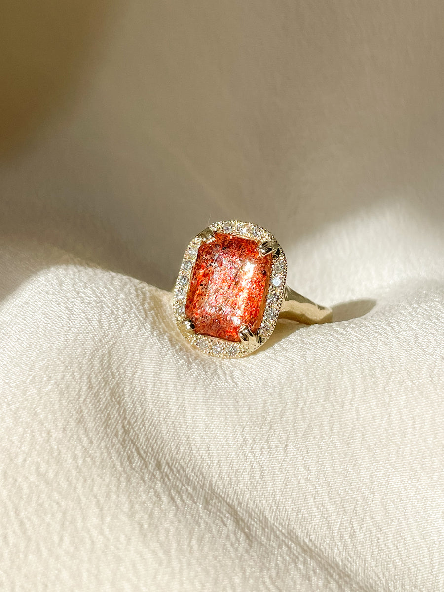 Sunstone Rose Diamond Ring