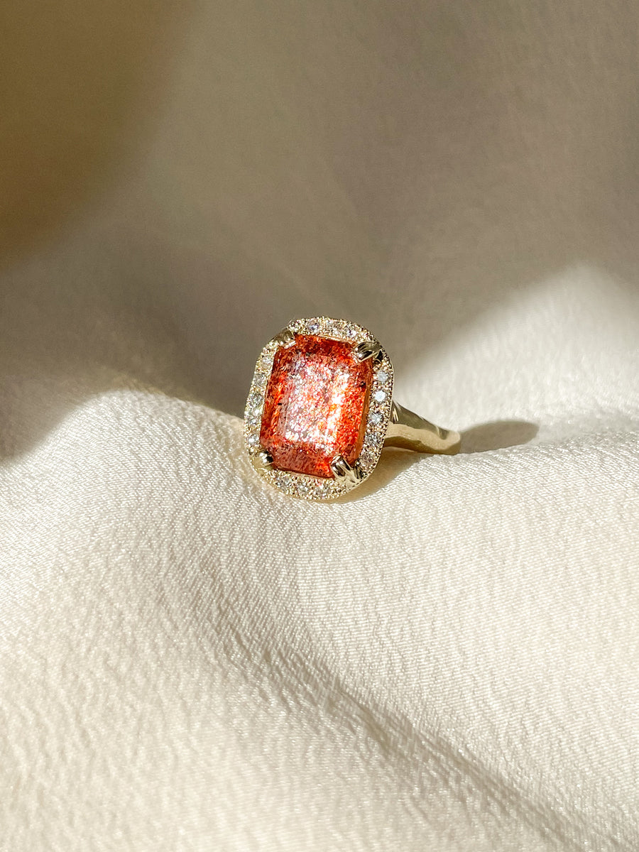 Sunstone Rose Diamond Ring
