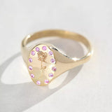 Rose Halo Signet Ring