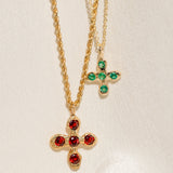 Croix in Garnet on Rope Chain & Baby Croix in Emerald