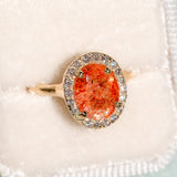 Sunstone Halo Diamond Ring