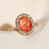 Sunstone Halo Diamond Ring