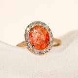 Sunstone Halo Diamond Ring