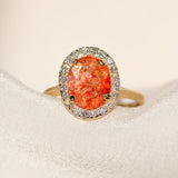 Sunstone Halo Diamond Ring