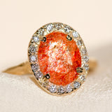 Sunstone Halo Diamond Ring