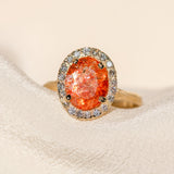 Sunstone Halo Diamond Ring