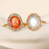 Sunstone Halo Diamond Ring