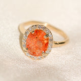 Sunstone Halo Diamond Ring