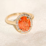 Sunstone Halo Diamond Ring