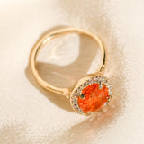 Sunstone Halo Diamond Ring