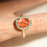 Sunstone Halo Diamond Ring