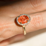 Sunstone Halo Diamond Ring