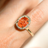 Sunstone Halo Diamond Ring