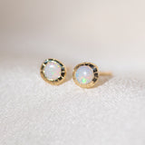 Pair of gold Heirloom Stud earrings with opal stones