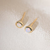 Pair of gold Heirloom Stud earrings with opal stones